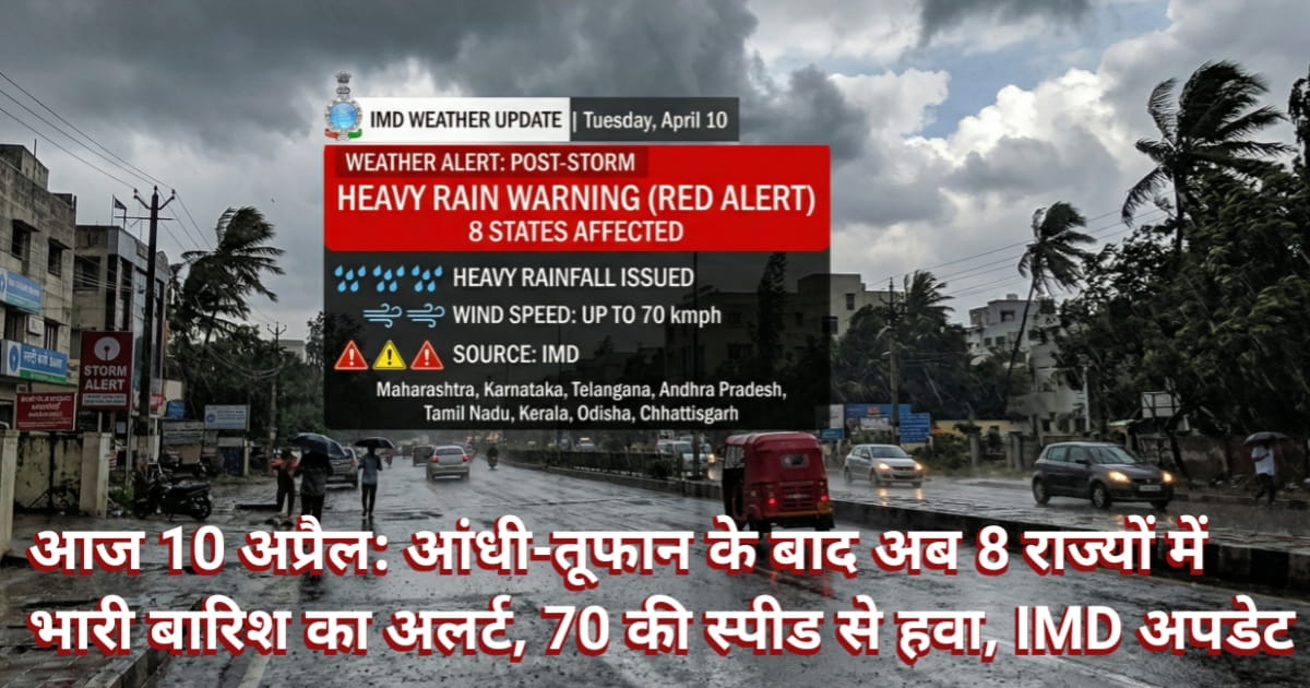 आज का मौसम 10 अप्रैल: इन 8 राज्यों में आसमानी बिजली और तूफान का कहर, घर से निकलने से पहले पढ़ लें.